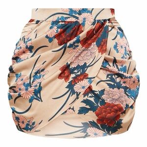 PrettyLittleThing Floral Pencil Skirt in Beige and Red